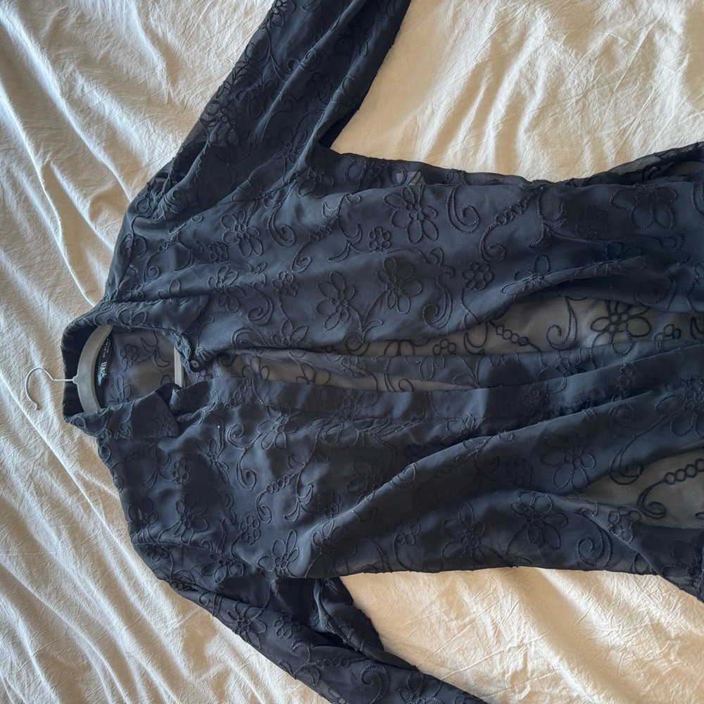 Zara black see-through blouse